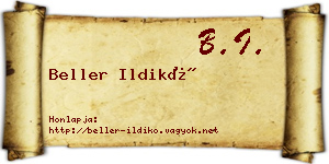 Beller Ildikó névjegykártya